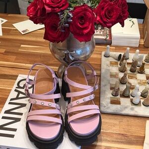 NEW Ganni Lilac Size 40 Jeweled Platform Sandal